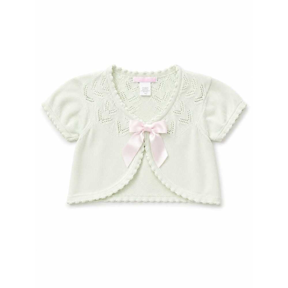 Janie and Jack‎ Girls Cardigan Cropped Pink Bow Pastel Green Time for Tea Easter
